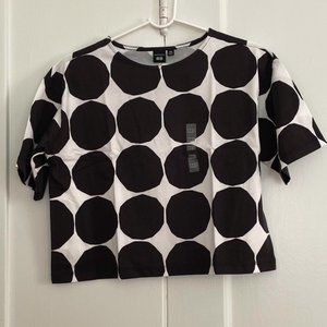 Marimekko x Uniqlo Black & White Dot Print Cotton T-Shirt XXS